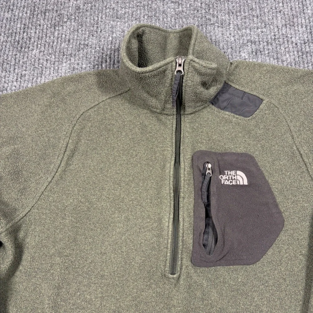 The North Face Pullover Mens M TKA 200 Fleece 1/4 Zip Jacket Green